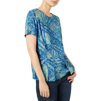 Mid blue 'Impressionist Print' blouse
